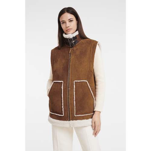 Kurtka Longchamp Fall-Zimowe 2022 Kolekcja Skórzane Women Jackets Damskie Brązowe | 4923-NXTML