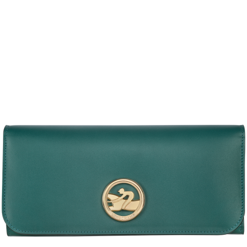 Portfele Longchamp Long continental Box-Trot Skórzane Women Wallets Damskie Zielone | 3754-KGHBS