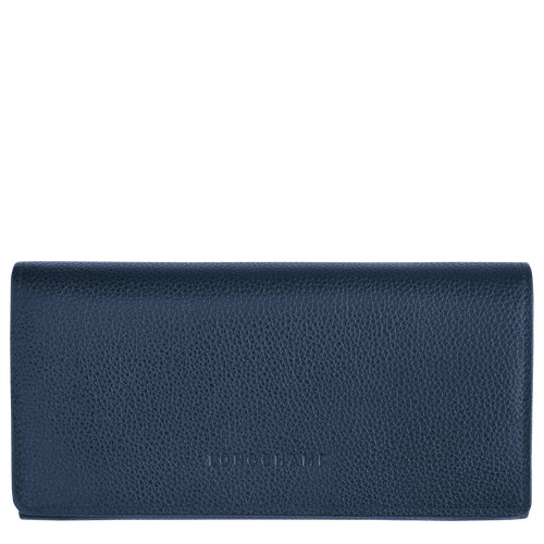 Portfele Longchamp Long continental Le Foulonné Skórzane Women Wallets Damskie Niebieskie | 1759-CMZWV