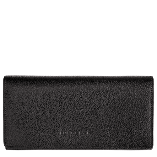 Portfele Longchamp Long continental Le Foulonné Skórzane Women Wallets Damskie Czarne | 4391-DLATB