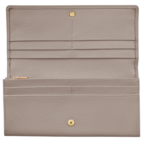 Portfele Longchamp Long continental Le Foulonné Skórzane Women Wallets Damskie Szare | 7862-BGRVH