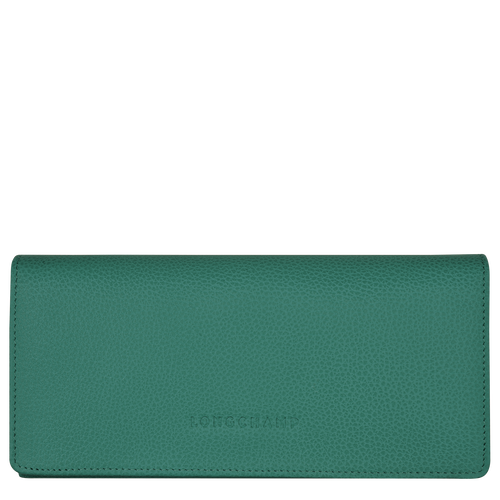 Portfele Longchamp Long continental Le Foulonné Skórzane Women Wallets Damskie Zielone | 7961-WNPOC