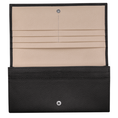 Portfele Longchamp Long continental Roseau Skórzane Women Wallets Damskie Czarne | 1084-VFDIJ