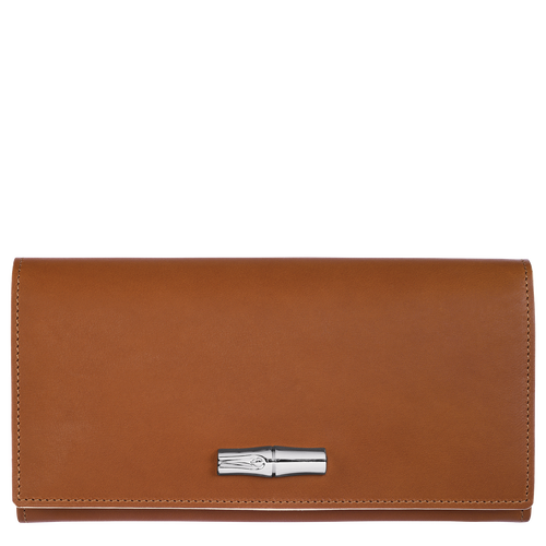 Portfele Longchamp Long continental Roseau Skórzane Women Wallets Damskie Brązowe | 3549-GHDQY