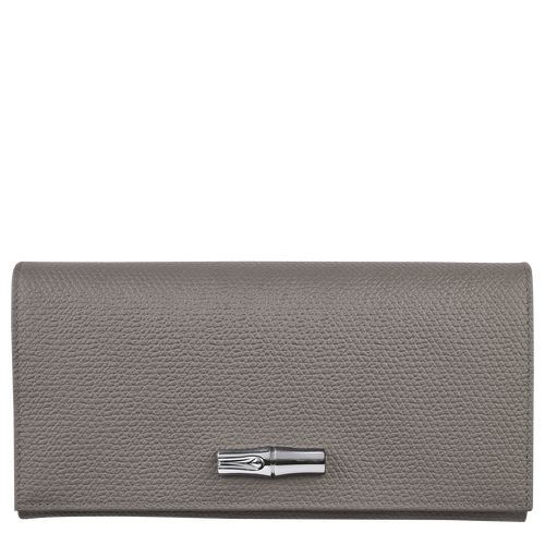 Portfele Longchamp Long continental Roseau Skórzane Women Wallets Damskie Szare | 7932-HRKWM