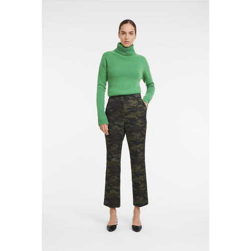 Portki Longchamp Fall-Zimowe 2022 Kolekcja Bawełniane Women Trousers Damskie Zielone | 4159-XKFYD