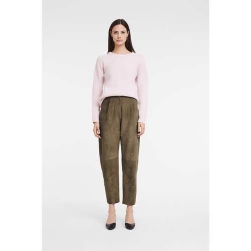 Portki Longchamp Fall-Zimowe 2022 Kolekcja Skórzane Women Trousers Damskie Zielone | 4526-NALKD