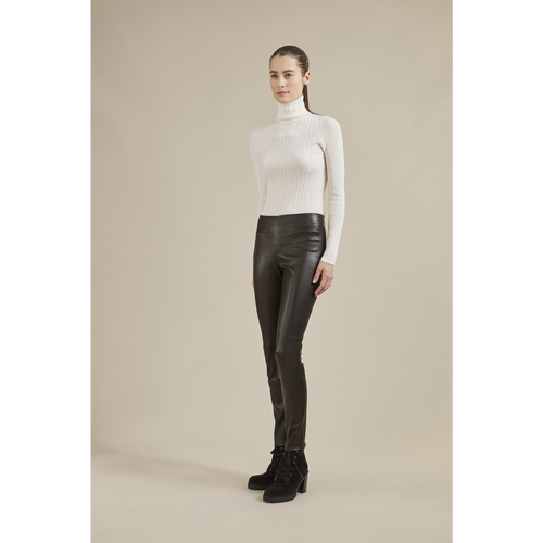 Portki Longchamp Fall-Zimowe 2022 Kolekcja Skórzane Women Trousers Damskie Czarne | 5092-WOTPC