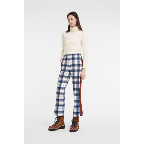 Portki Longchamp Fall-Zimowe 2022 Kolekcja Wełna Women Trousers Damskie Niebieskie | 5613-OUDLW