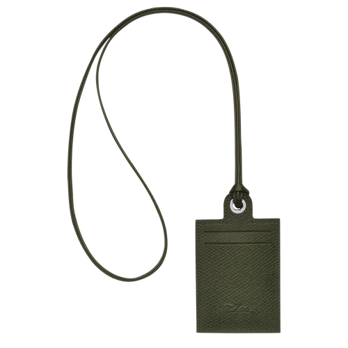 Posiadacz Karty Longchamp Le Pliage Green Skórzane with necklace Men Cardholders Męskie Zielone | 5379-HLNQC