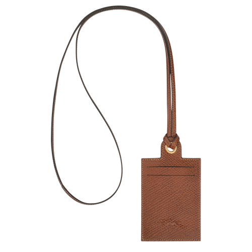 Posiadacz Karty Longchamp Le Pliage Original Skórzane with necklace Women Cardholders Damskie Brązowe | 3854-HBGRX