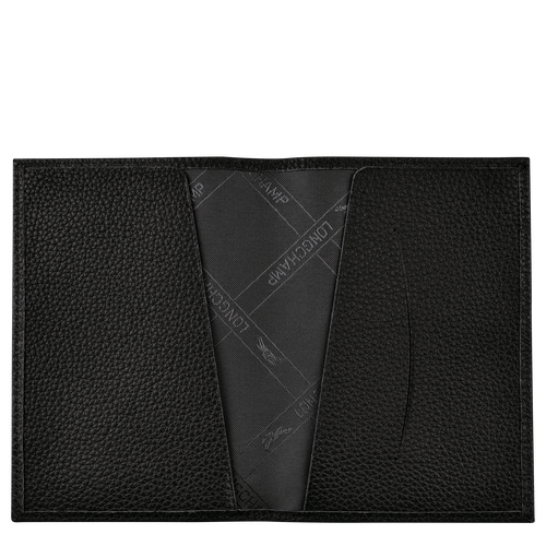 Pouches Longchamp Passport cover Le Foulonné Skórzane Women Pouches Damskie Czarne | 6830-JQXBN