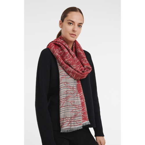 Stoles Longchamp Fall-Zimowe 2022 Kolekcja Bawełniane Women Stoles Damskie Czerwone | 1304-FSDJY