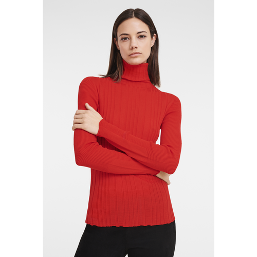 Swetry Longchamp Fall-Zimowe 2022 Kolekcja Wełna Women Sweaters Damskie Czerwone | 7129-KPYMT