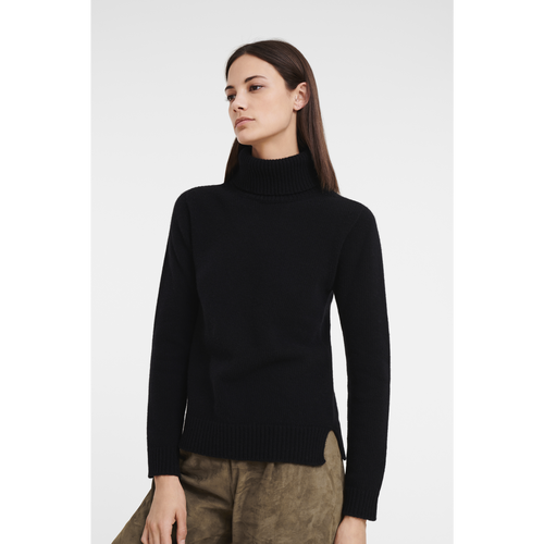 Swetry Longchamp Fall-Zimowe 2022 Kolekcja Wełna Women Sweaters Damskie Czarne | 9234-NDWKH