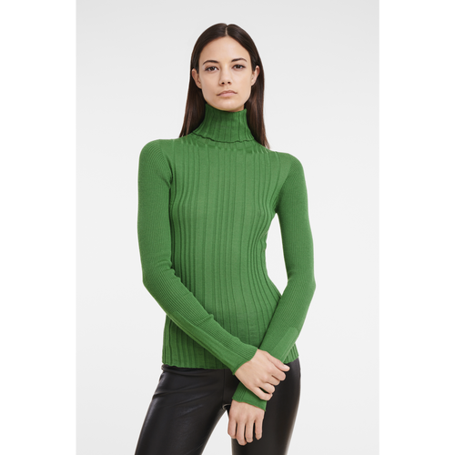 Swetry Longchamp Fall-Zimowe 2022 Kolekcja Wełna Women Sweaters Damskie Zielone | 9514-NRYEL