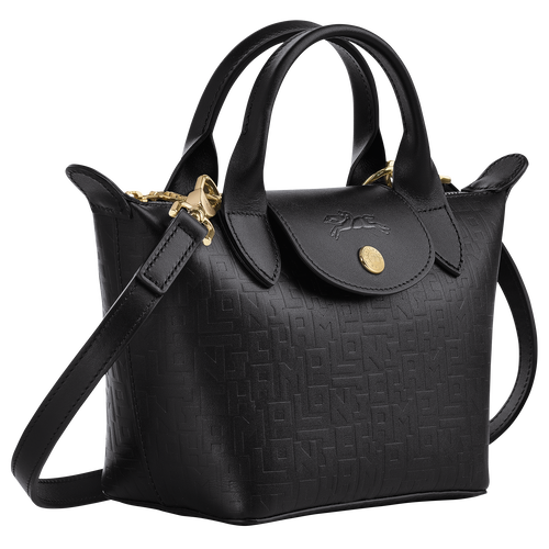 Torby Mini Longchamp Le Pliage Cuir LGP XS Skórzane Women Mini Bag Damskie Czarne | 9481-YAXOJ