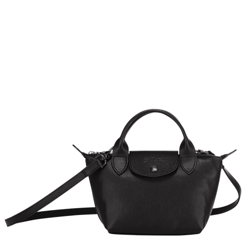 Torby Mini Longchamp Le Pliage Cuir XS Skórzane Women Mini Bag Damskie Czarne | 3647-BRHMT