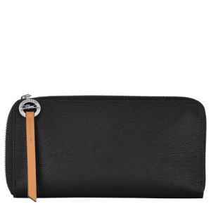 Portfele Longchamp Long Le Pliage City Płócienne Women Wallets Damskie Czarne | 2798-DBEQV