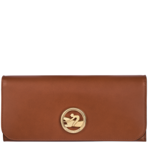 Portfele Longchamp Long continental Box-Trot Skórzane Women Wallets Damskie Brązowe | 1359-AUQMS