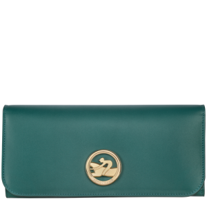 Portfele Longchamp Long continental Box-Trot Skórzane Women Wallets Damskie Zielone | 3754-KGHBS