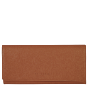 Portfele Longchamp Long continental Le Foulonné Skórzane Women Wallets Damskie Brązowe | 3896-WJESQ