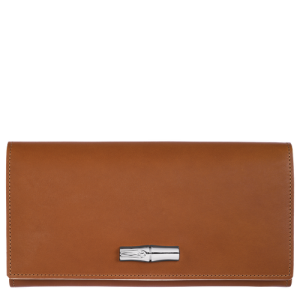 Portfele Longchamp Long continental Roseau Skórzane Women Wallets Damskie Brązowe | 3549-GHDQY