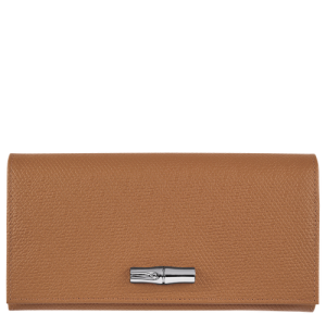 Portfele Longchamp Long continental Roseau Skórzane Women Wallets Damskie Beżowe | 3571-EURTP