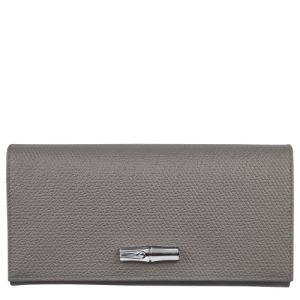 Portfele Longchamp Long continental Roseau Skórzane Women Wallets Damskie Szare | 7932-HRKWM