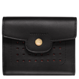 Portfele Longchamp Mademoiselle Longchamp Skórzane Women Wallets Damskie Czarne | 8047-YGFIP