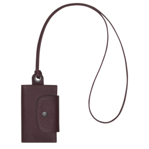 Posiadacz Karty Longchamp Le Pliage Cuir Skórzane with necklace Men Cardholders Męskie Czerwone | 4961-MVPLZ