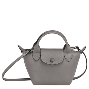 Torba Crossbody Longchamp Le Pliage Cuir Skórzane Women Crossbody Plecaki Damskie Szare | 7458-MDYPB