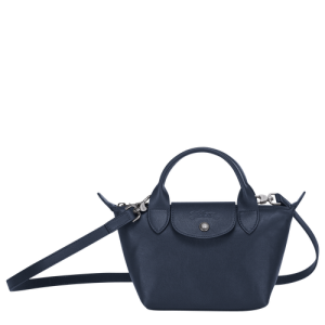 Torby Mini Longchamp Le Pliage Cuir XS Skórzane Women Mini Bag Damskie Niebieskie | 4826-ORCKH